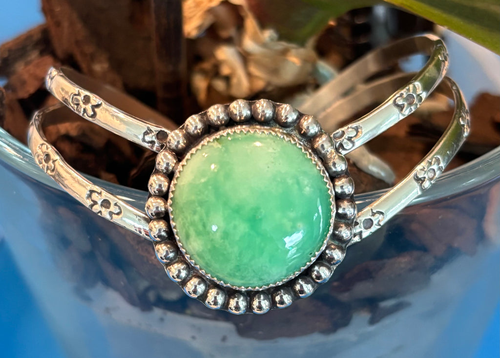 Sterling Silver and Chrysoprase Cuff/Bracelet