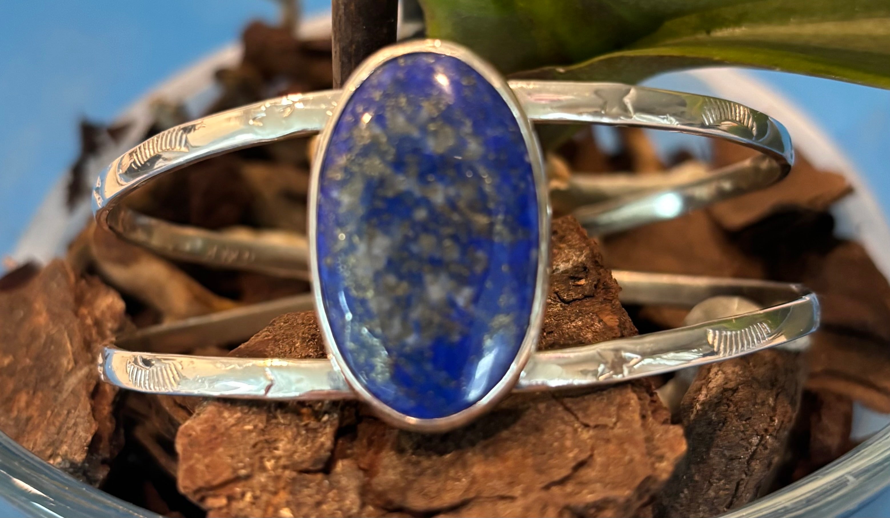 Sterling cuff/bracelet with Lapis Lazuli