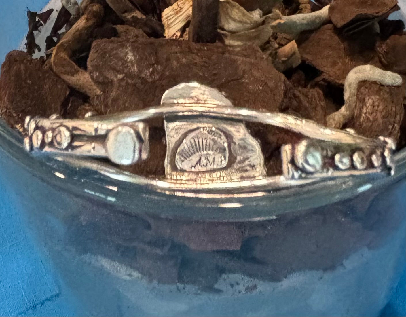 Sterling Silver Cuff/Bracelet with Brown Sea Glass.