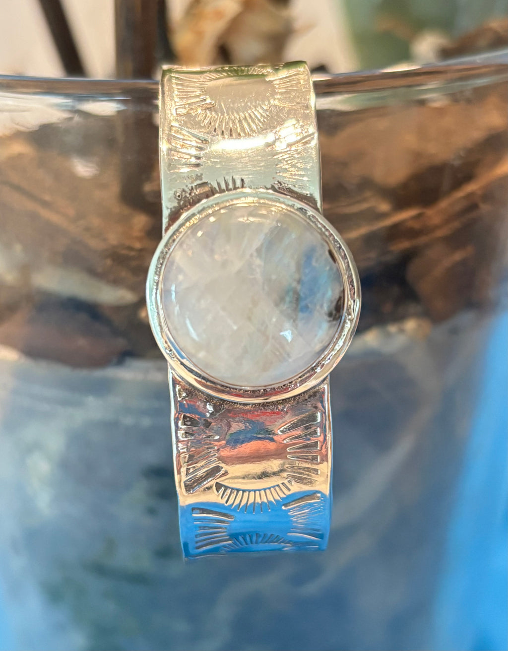 Sterling Silver Cuff/Bracelet/Moonstone Fluorite