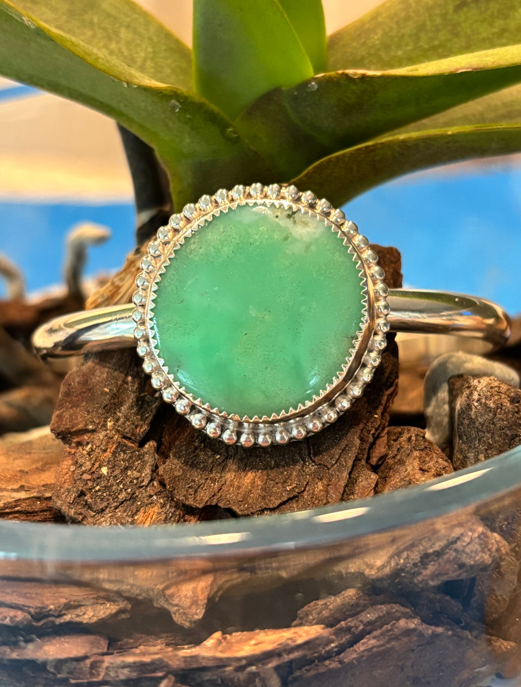 Chrysoprase and Sterling bracelet/cuff