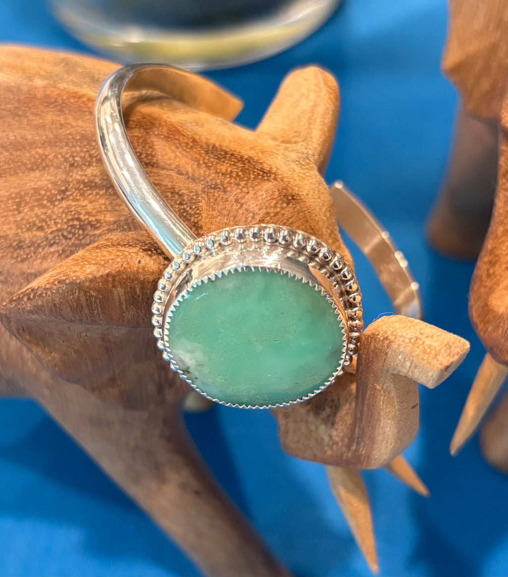 Chrysoprase and Sterling bracelet/cuff