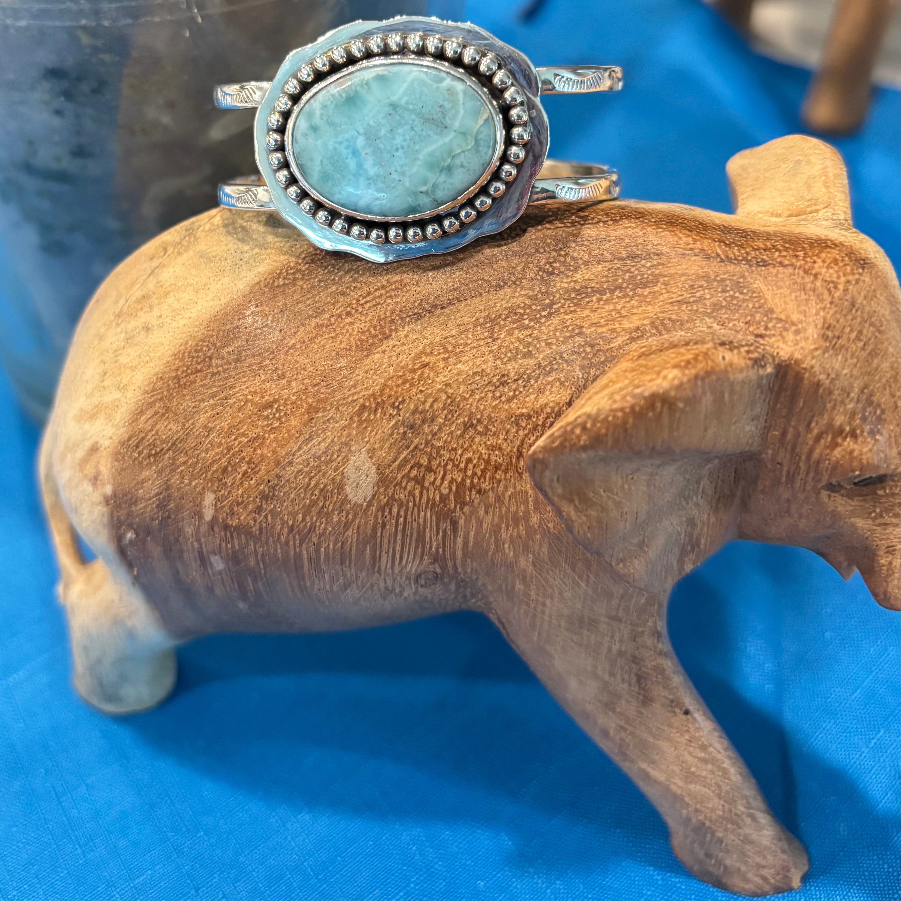 Sterling and Larimar Cuff/Bracelet