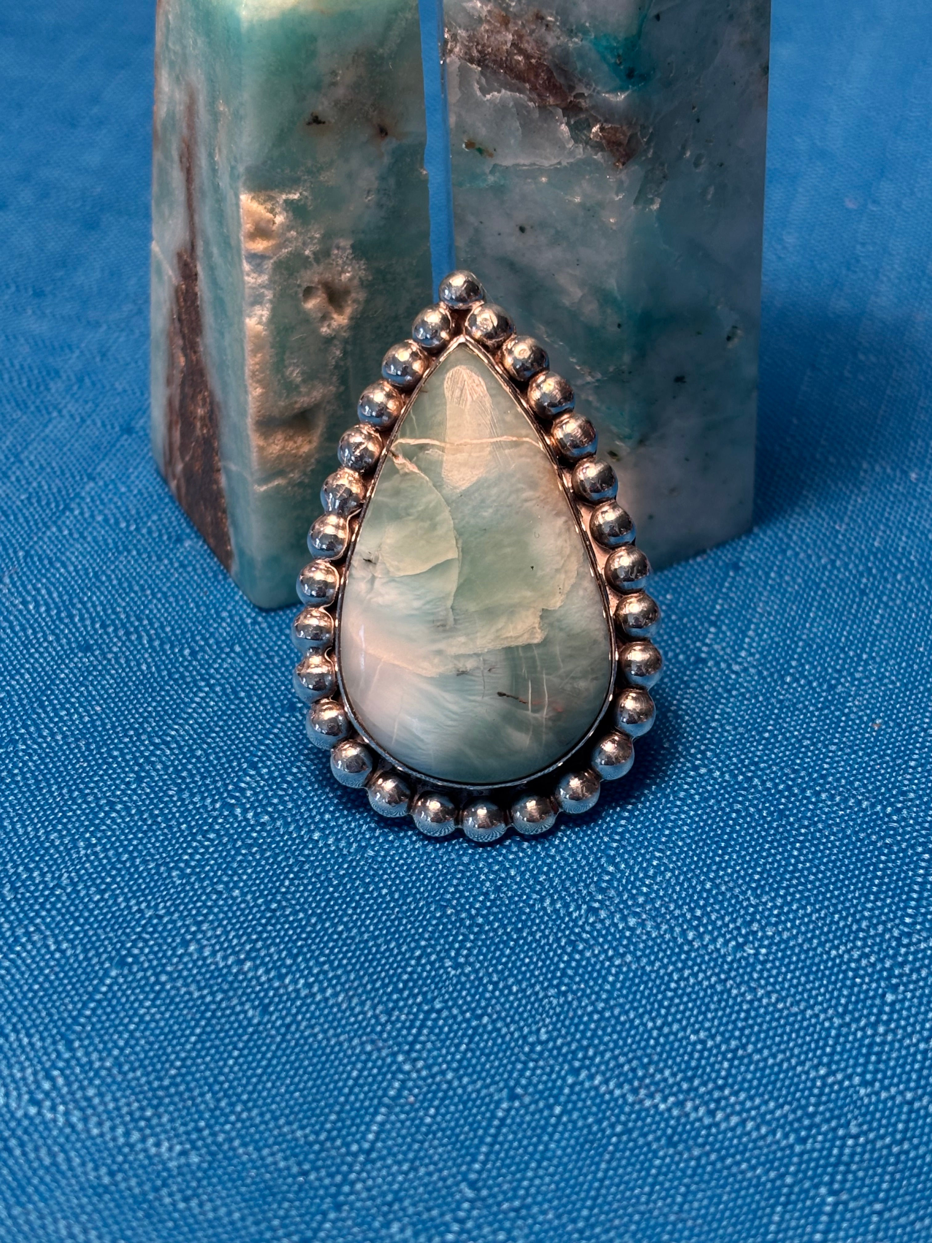 Sterling Silver & Larimar Ring
