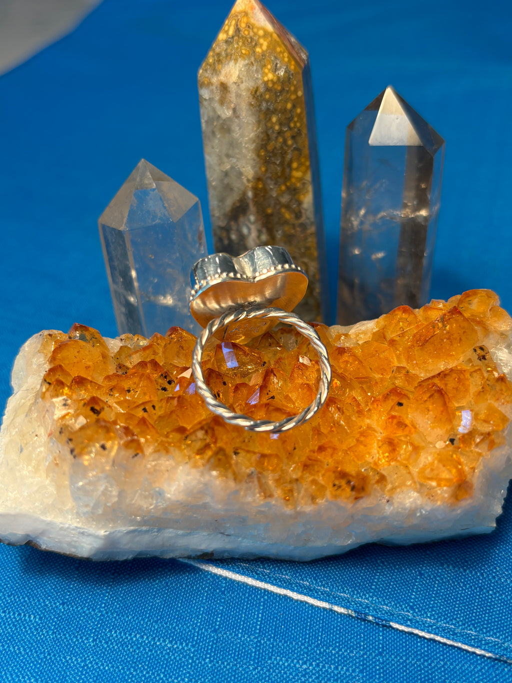 Sterling Silver & Mountain Jasper Agate Heart Ring