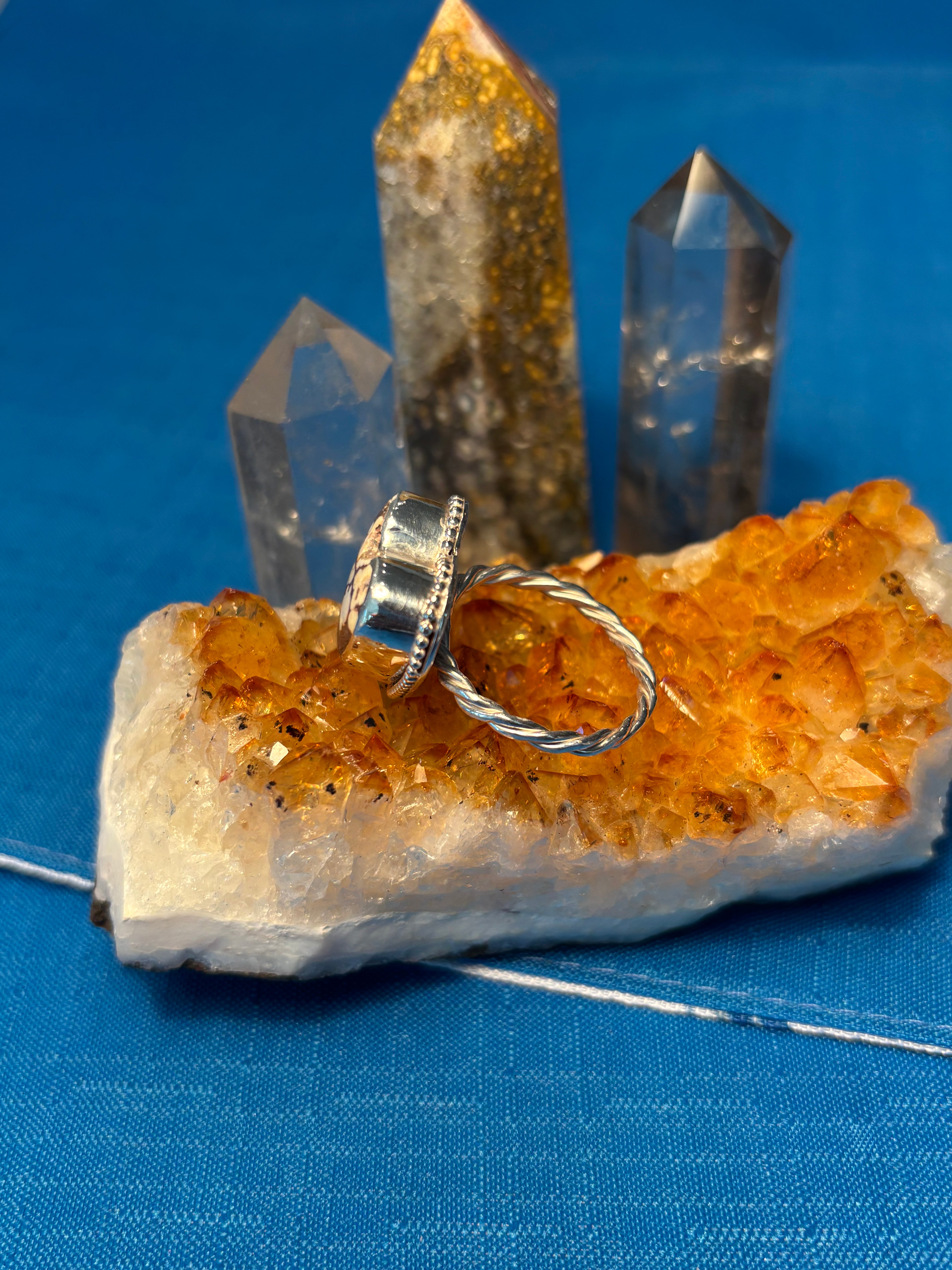 Sterling Silver & Mountain Jasper Agate Heart Ring