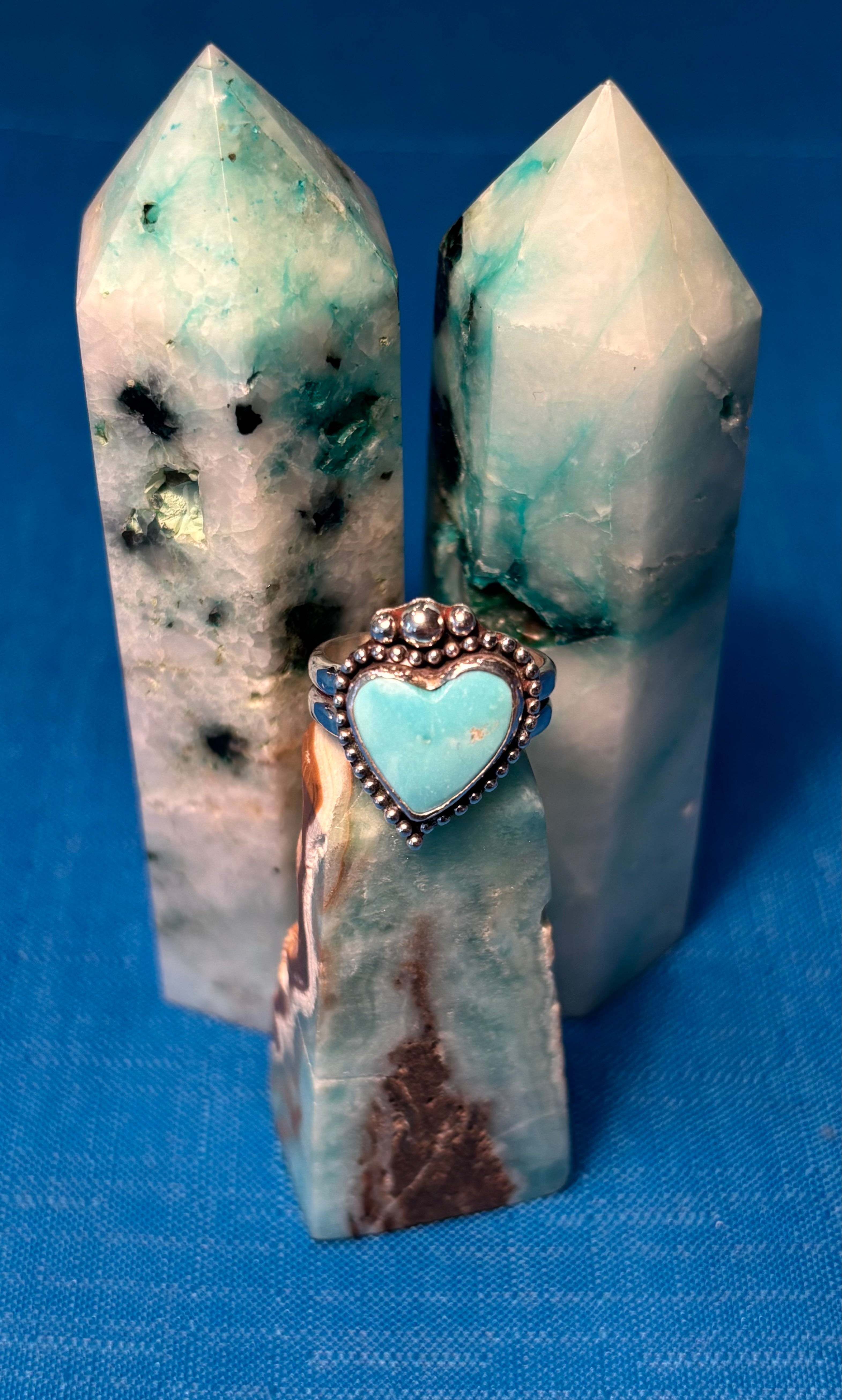 Sterling Silver & Sleeping Beauty Heart Turquoise Ring