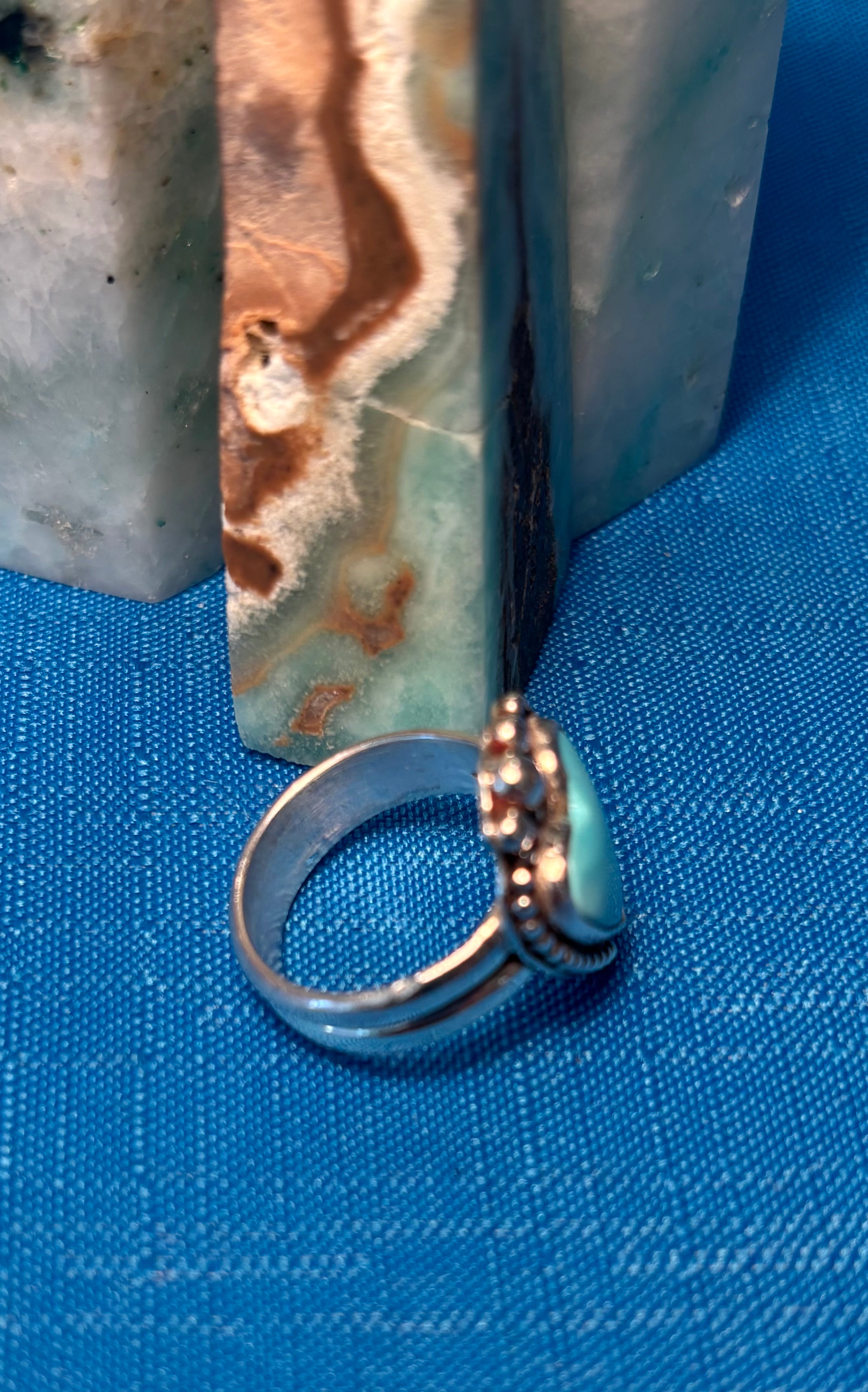 Sterling Silver & Sleeping Beauty Heart Turquoise Ring