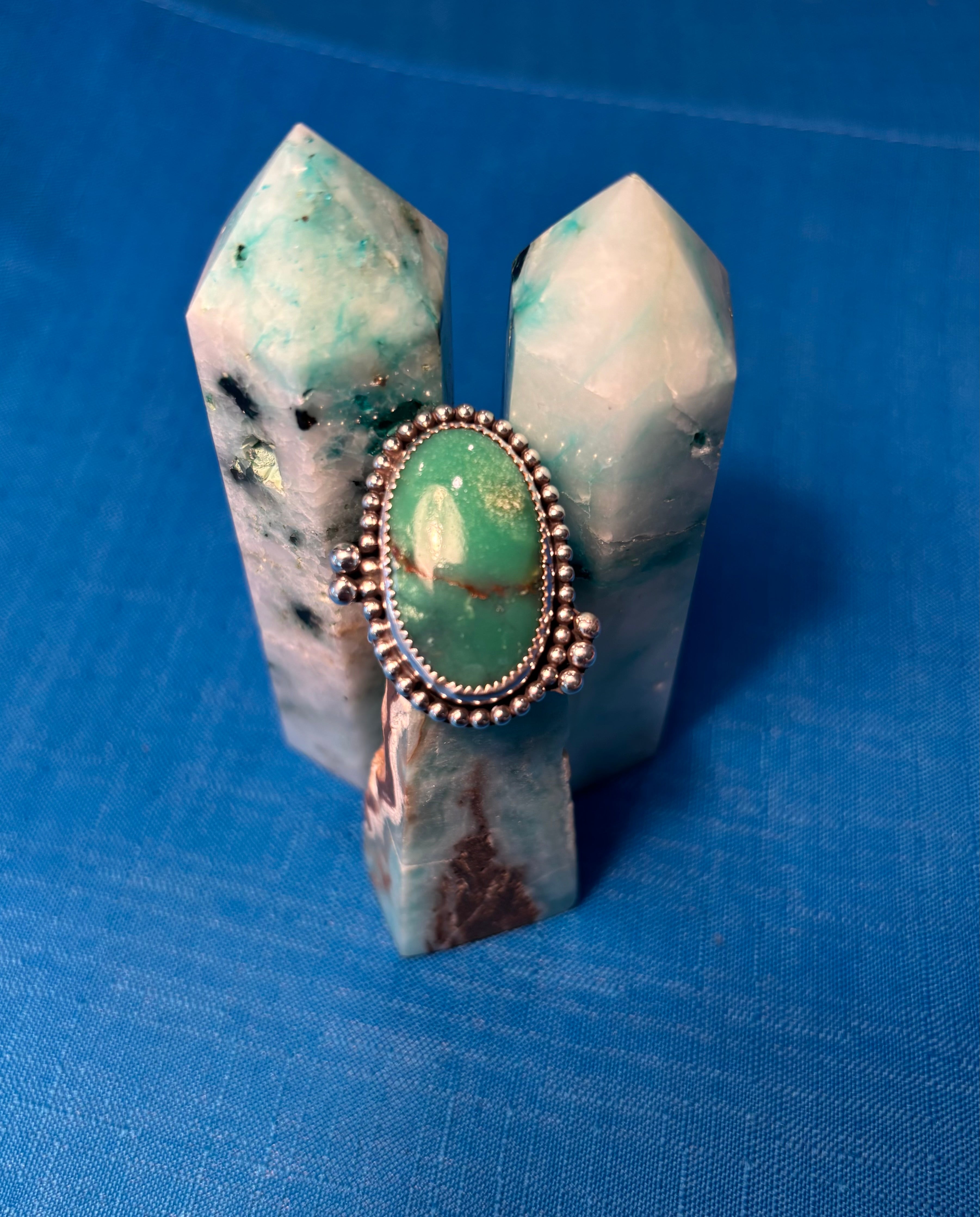 Sterling Silver & Chrysoprase Ring