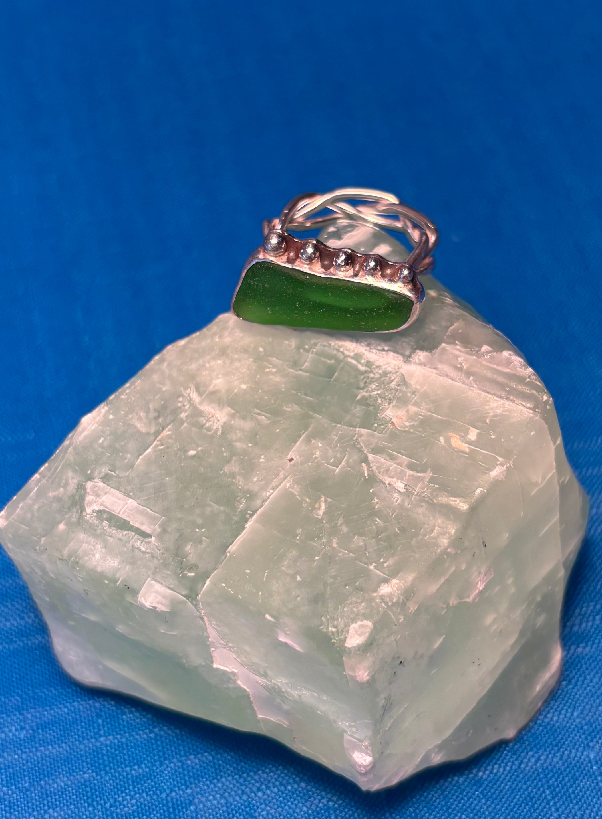 Sterling Silver & Green Sea Glass RING