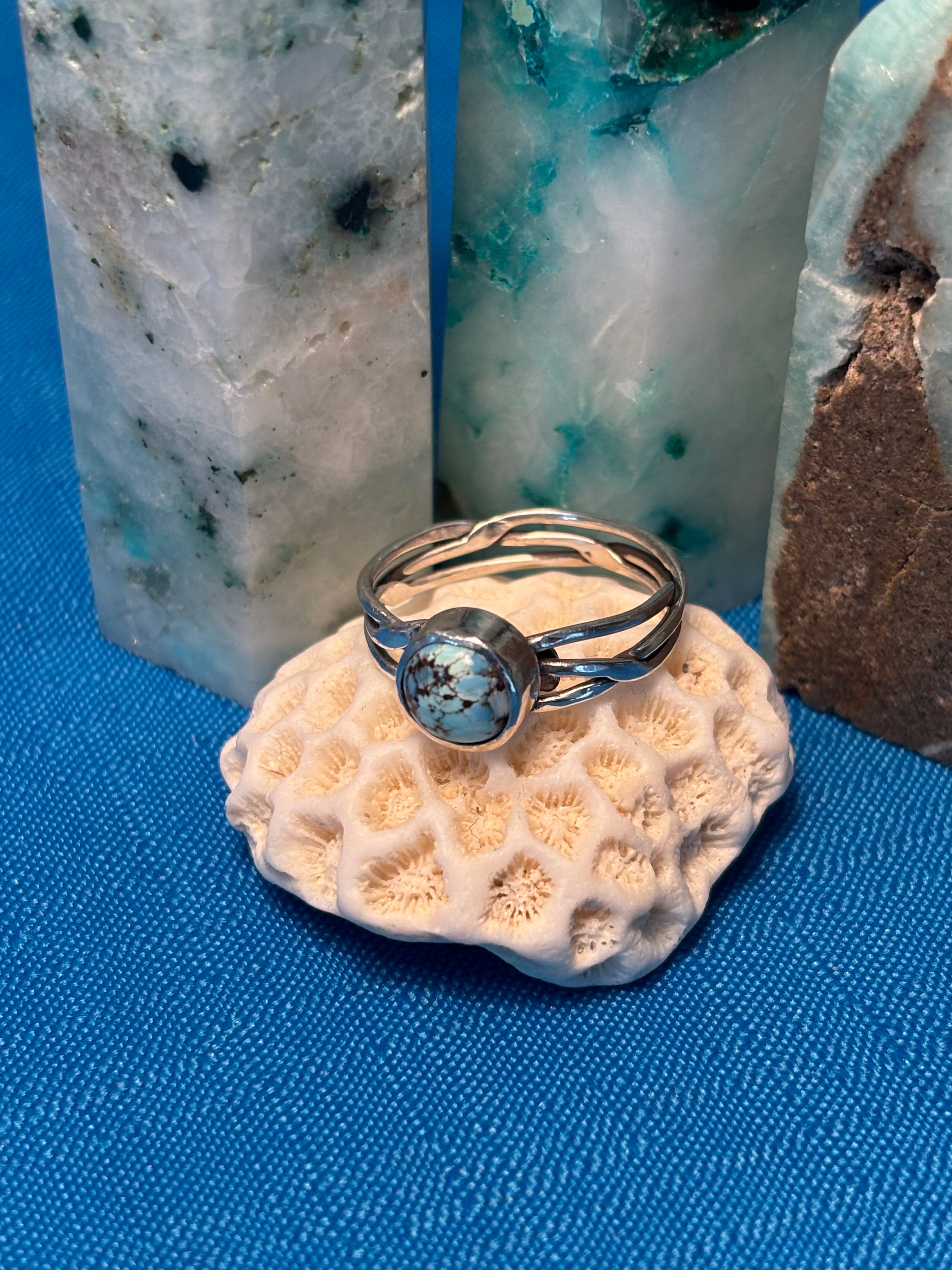 STERLING SILVER & GOLDEN HILLS TURQUOISE RING