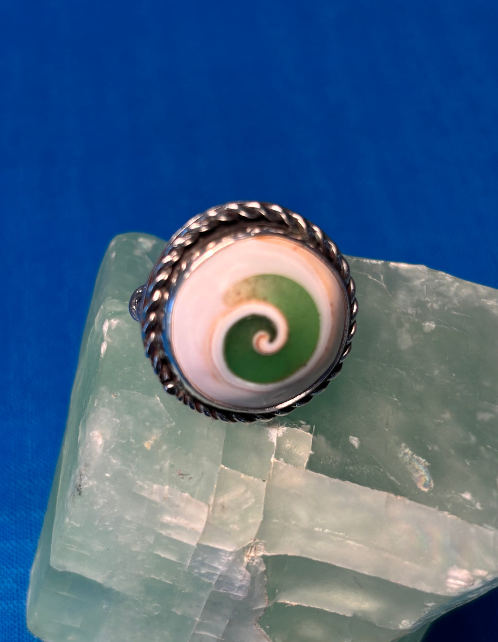 Sterling Silver & Swirl Glass Ring