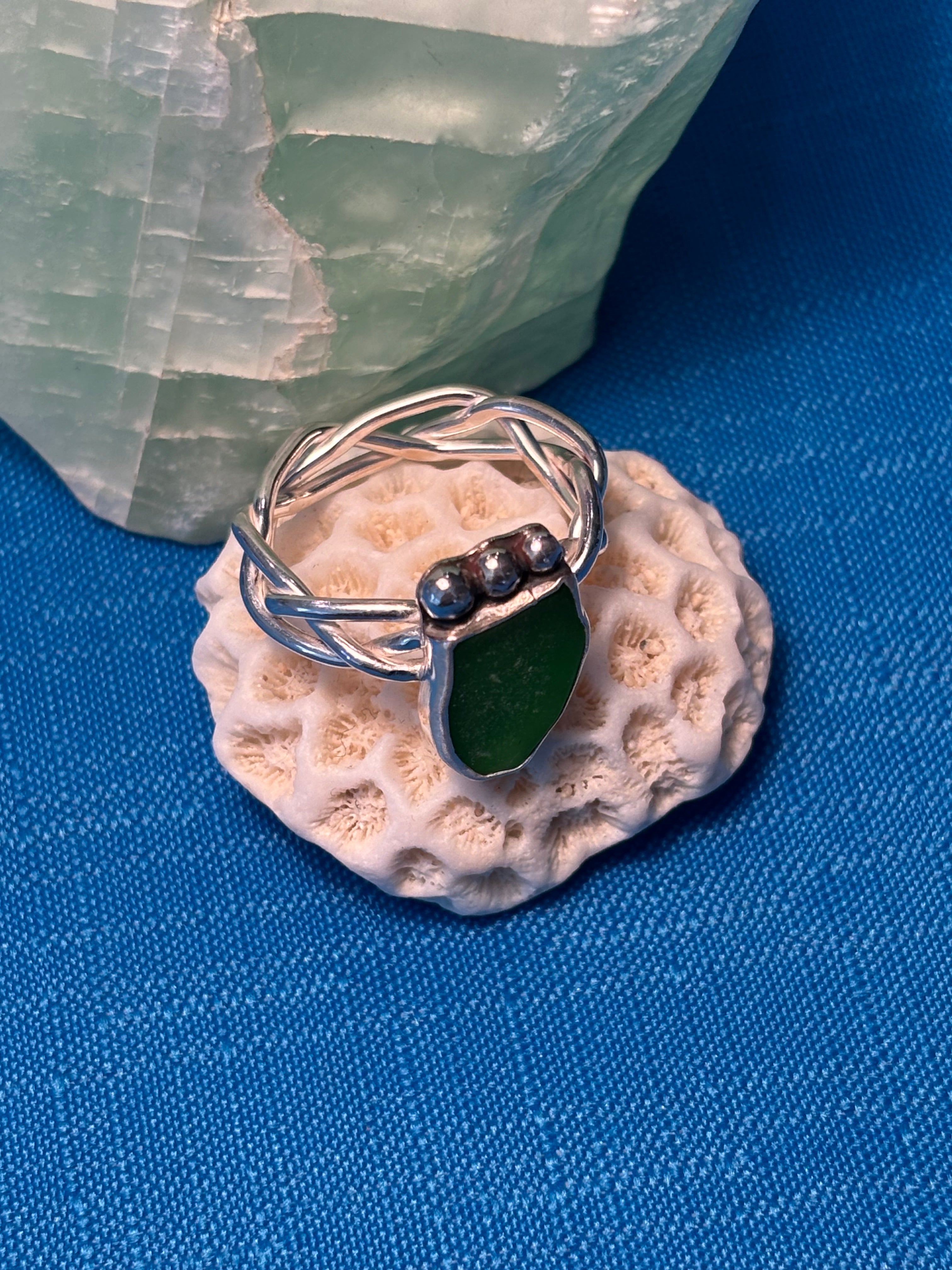 Sterling Silver & Mykonos Sea Glass Ring