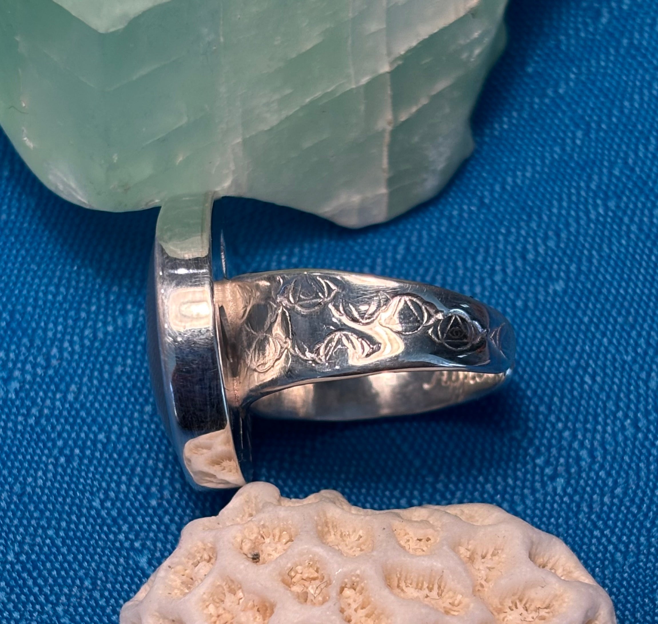 Sterling Silver & Moss Agate Ring