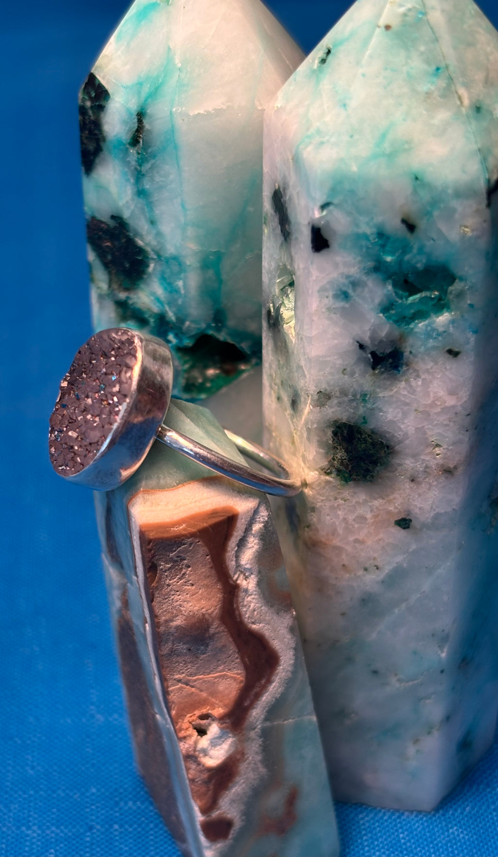 STERLING SILVER & BLUE DRUZY RING