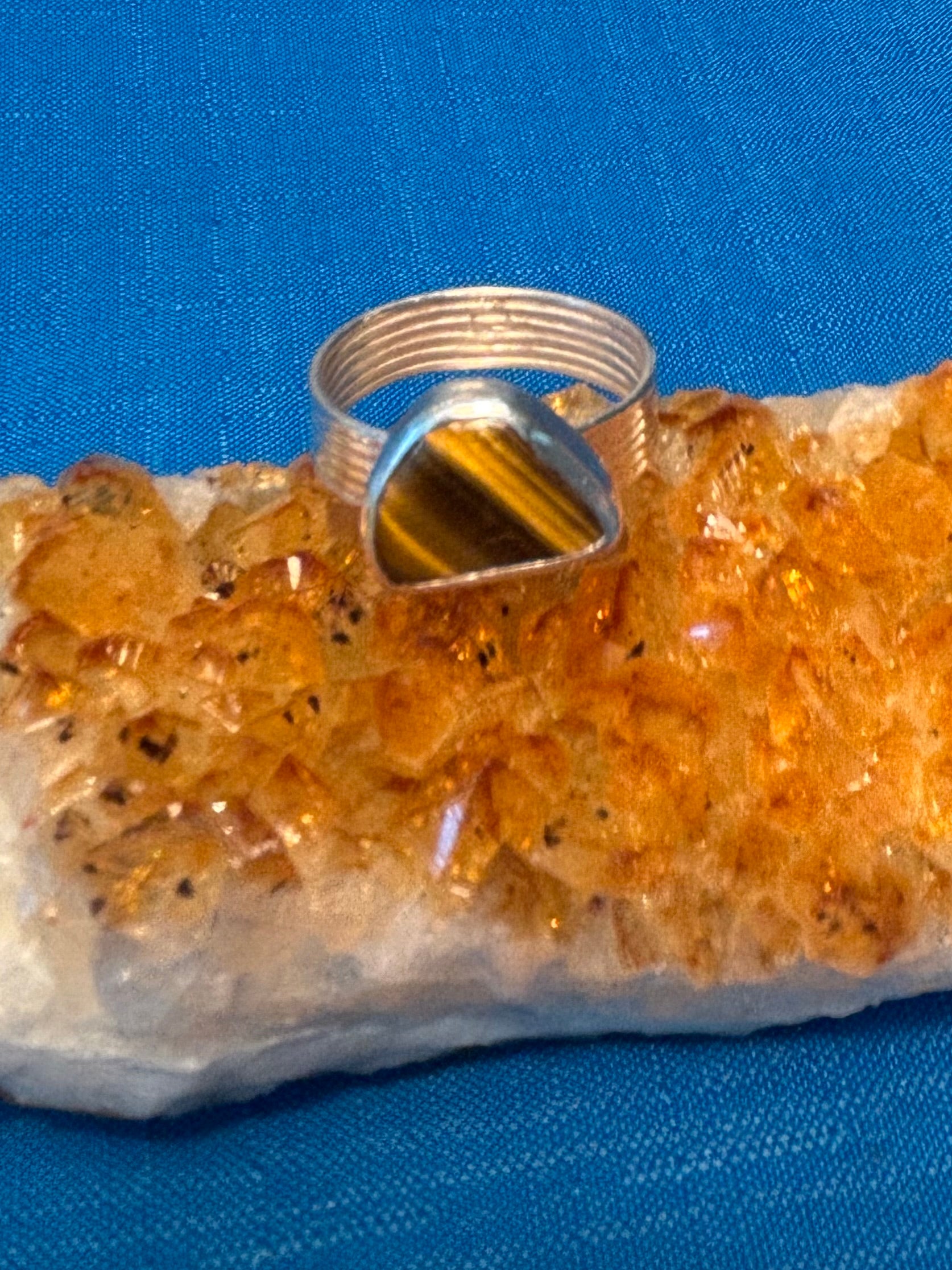 STERLING SILVER & TIGER EYE UNISEX RING