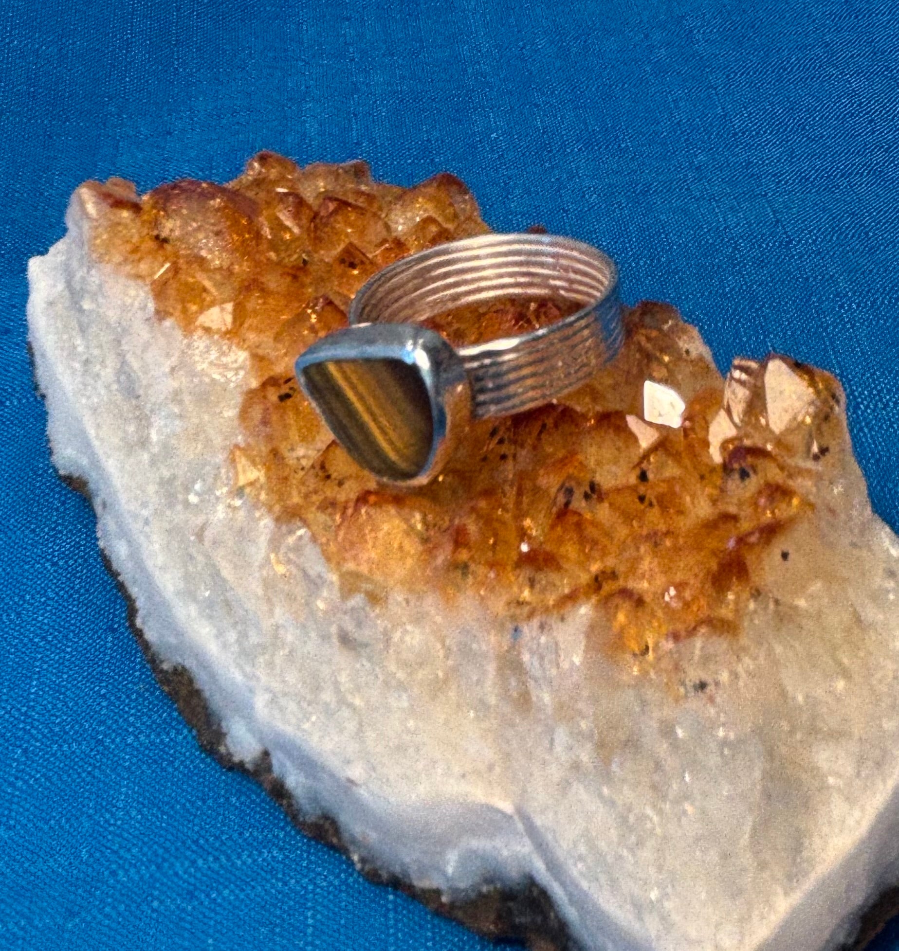 STERLING SILVER & TIGER EYE UNISEX RING