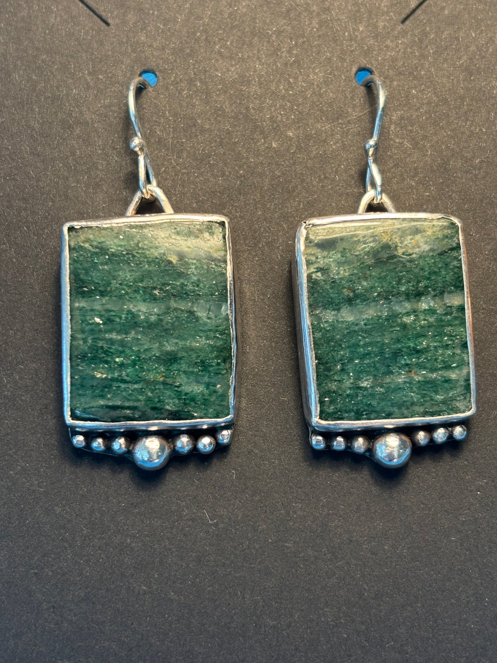 Sterling Silver Earrings & Green Adventurine