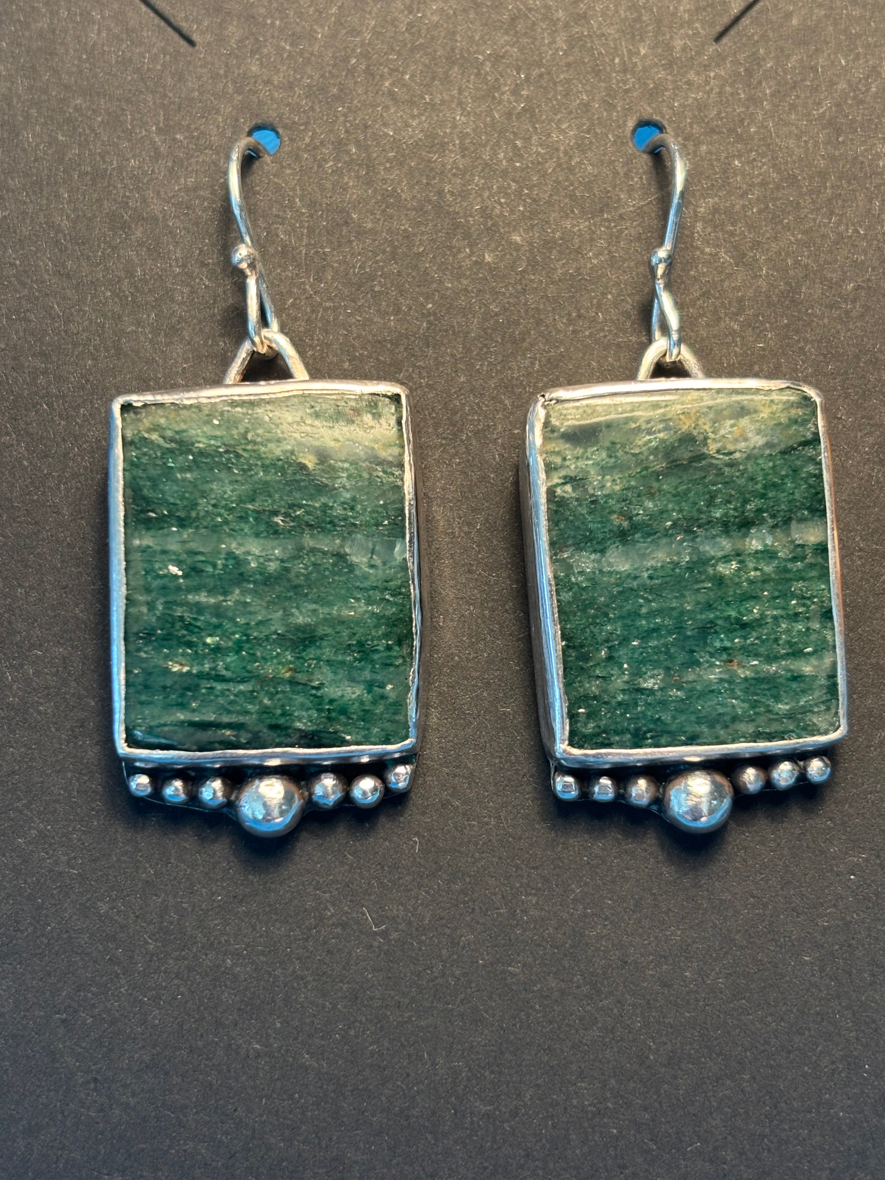 Sterling Silver Earrings & Green Adventurine