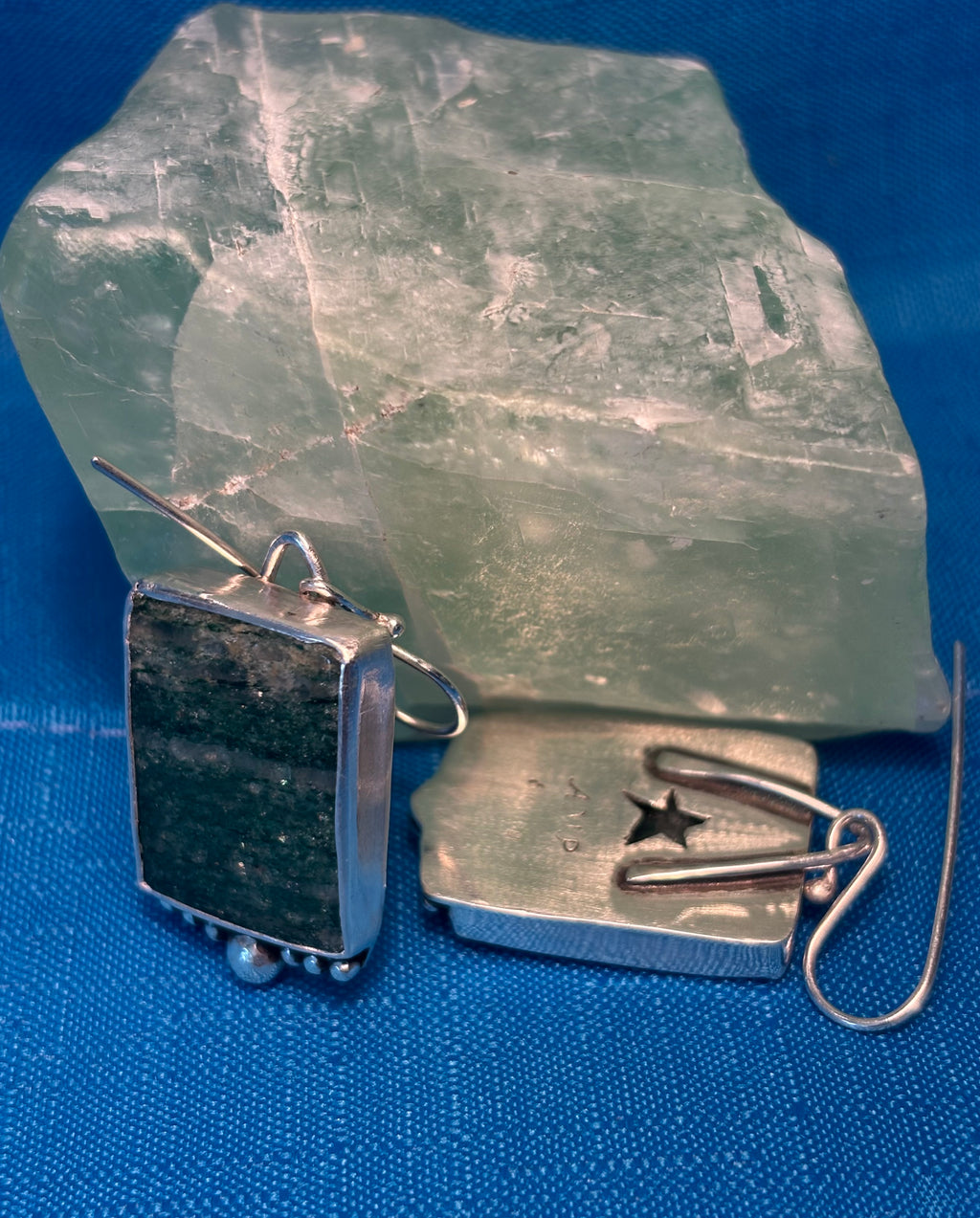 Sterling Silver Earrings & Green Adventurine
