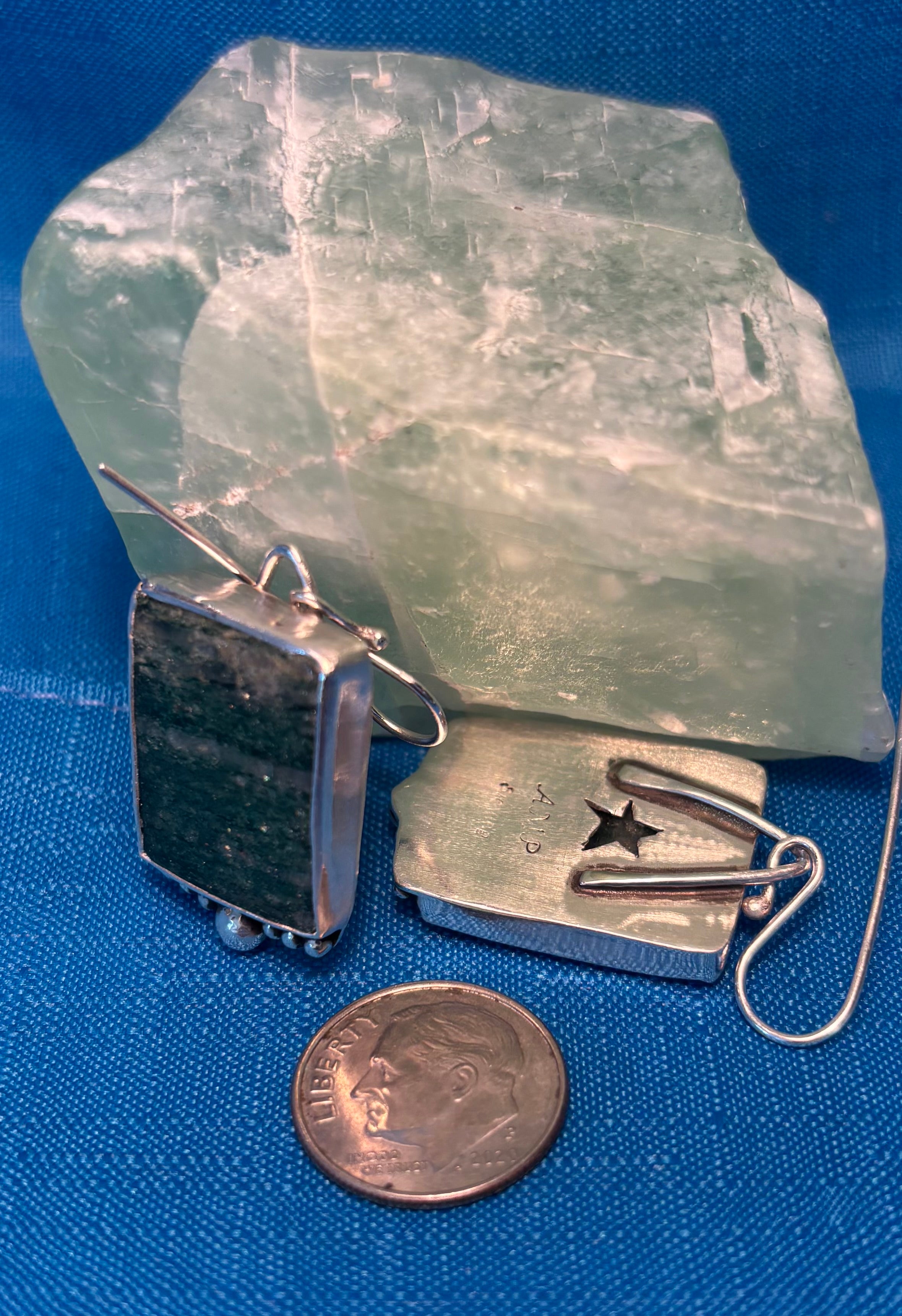 Sterling Silver Earrings & Green Adventurine