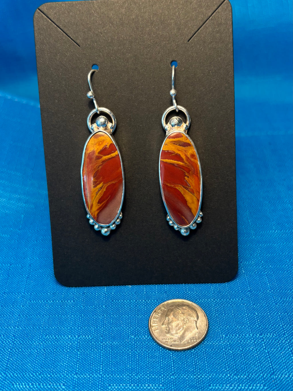 Sterling Silver & Red Mookite Earrings