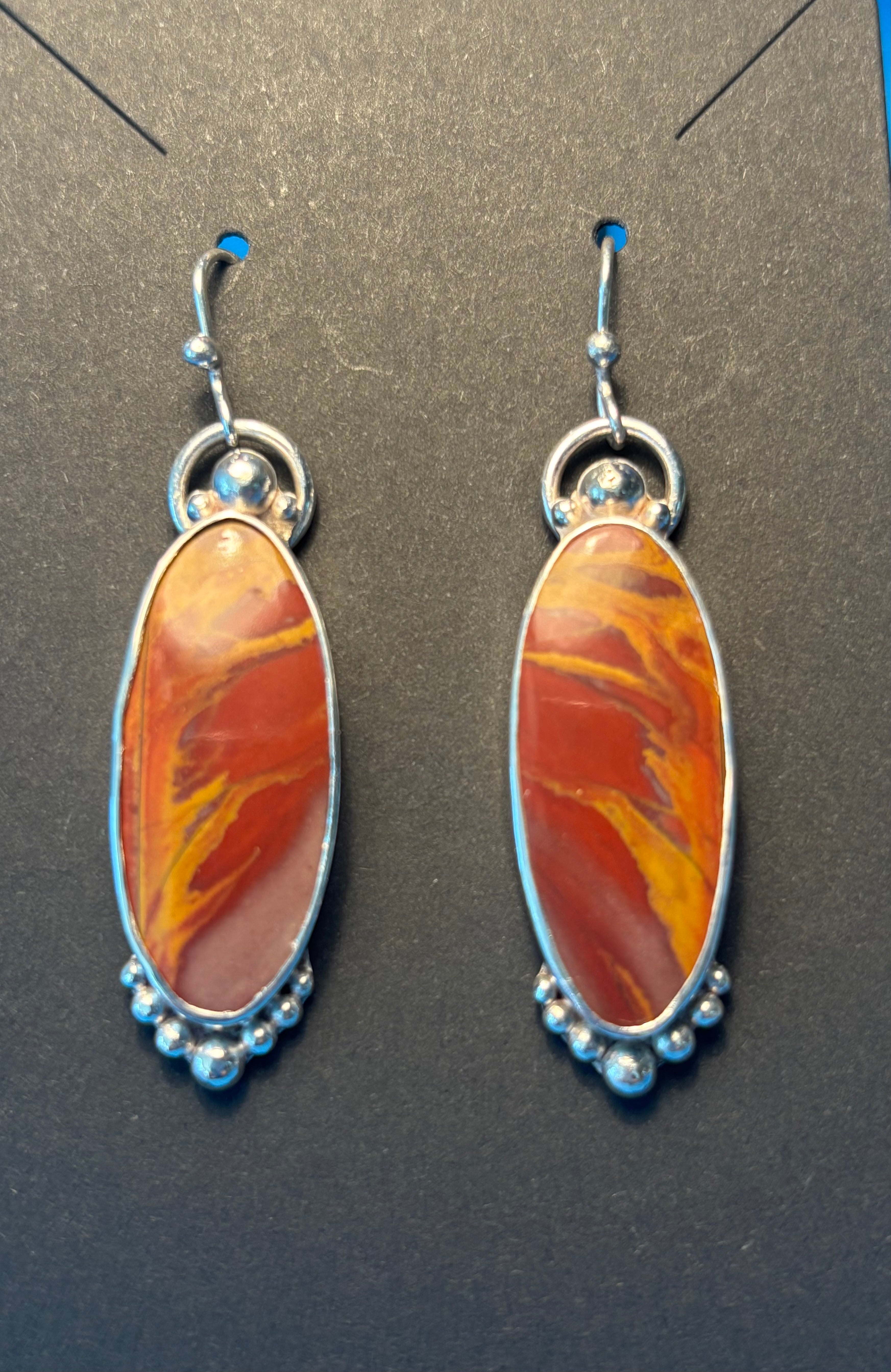 Sterling Silver & Red Mookite Earrings