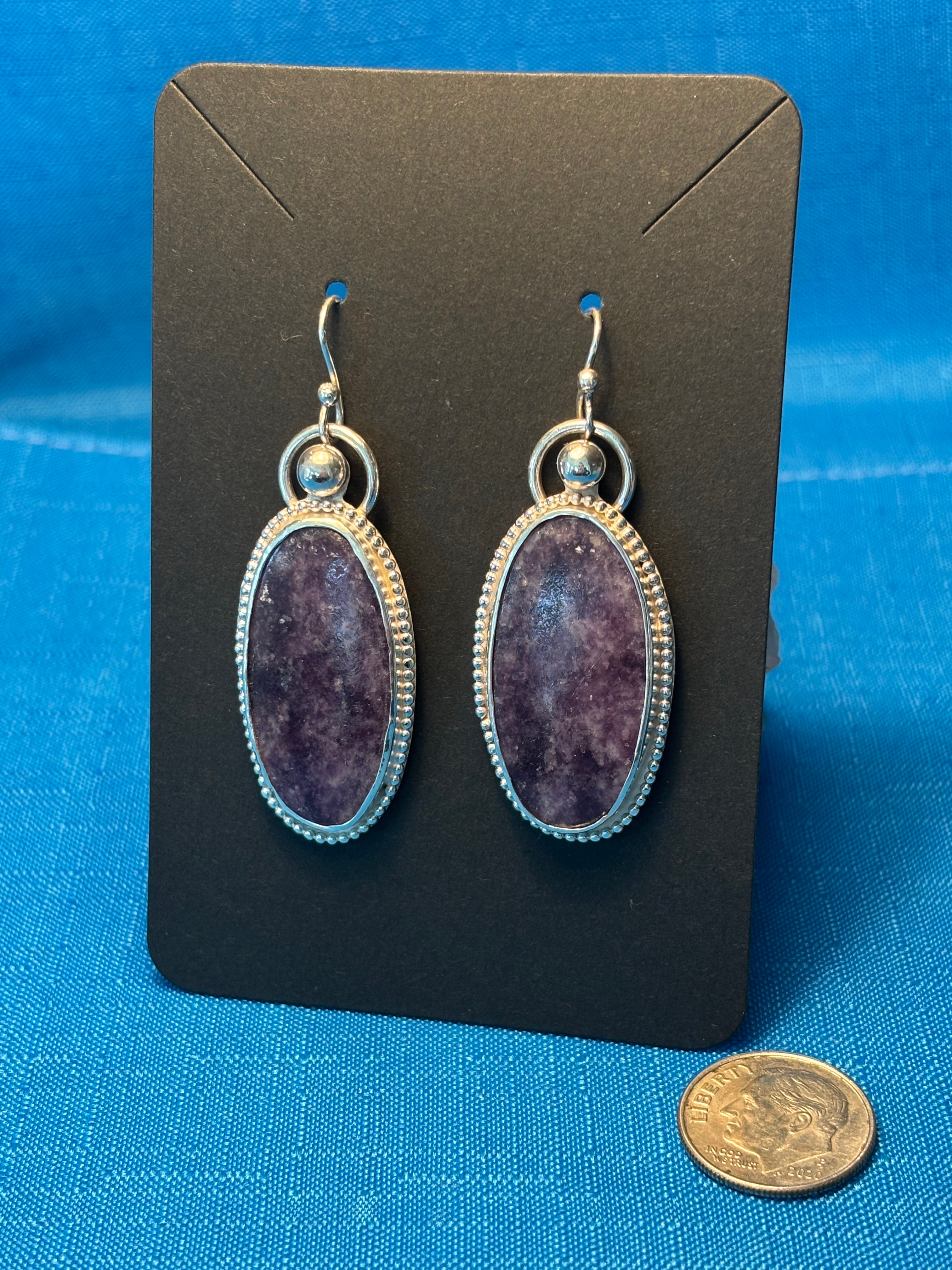 Sterling Silver & Charoite Earrings