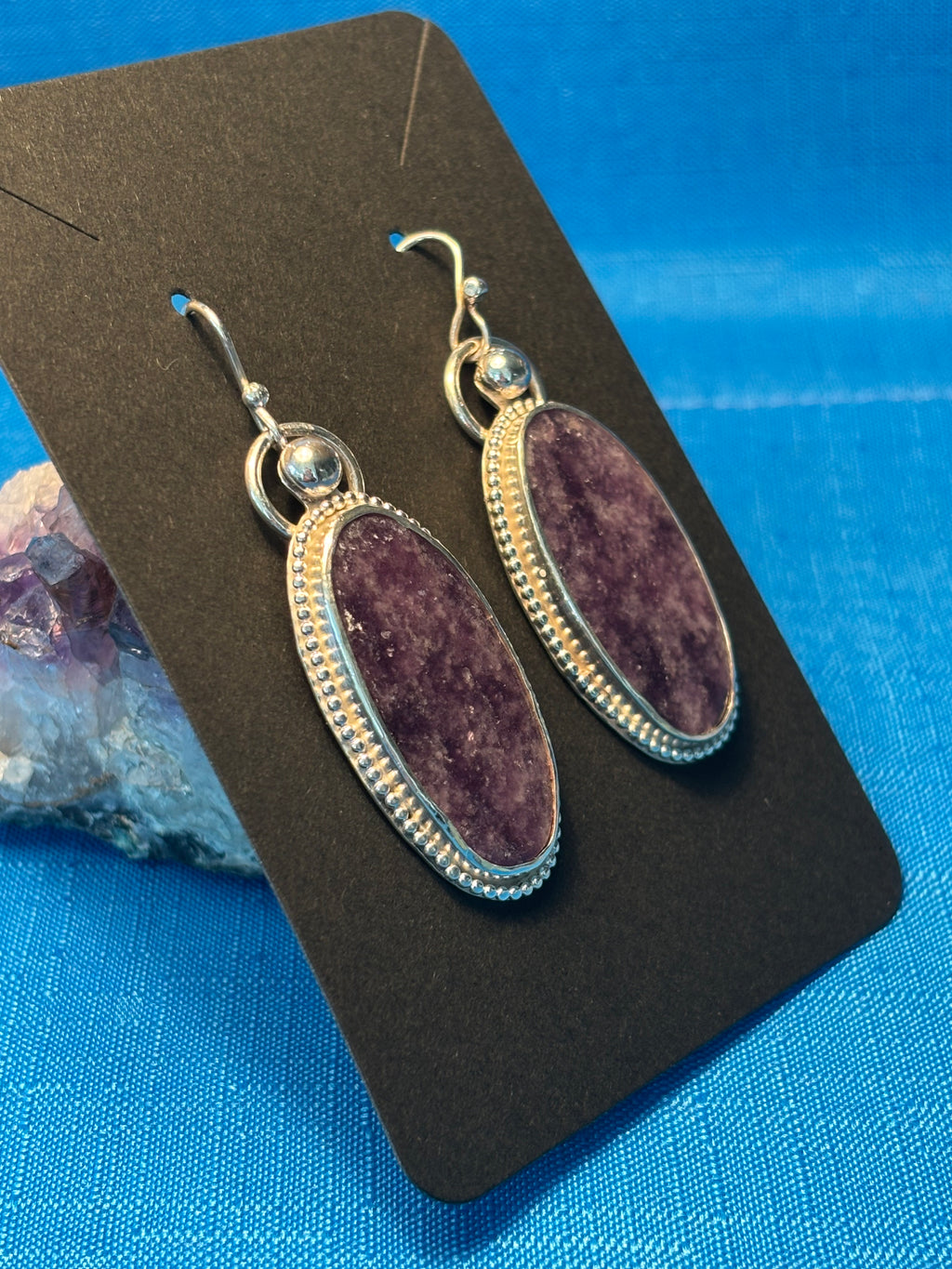 Sterling Silver & Charoite Earrings