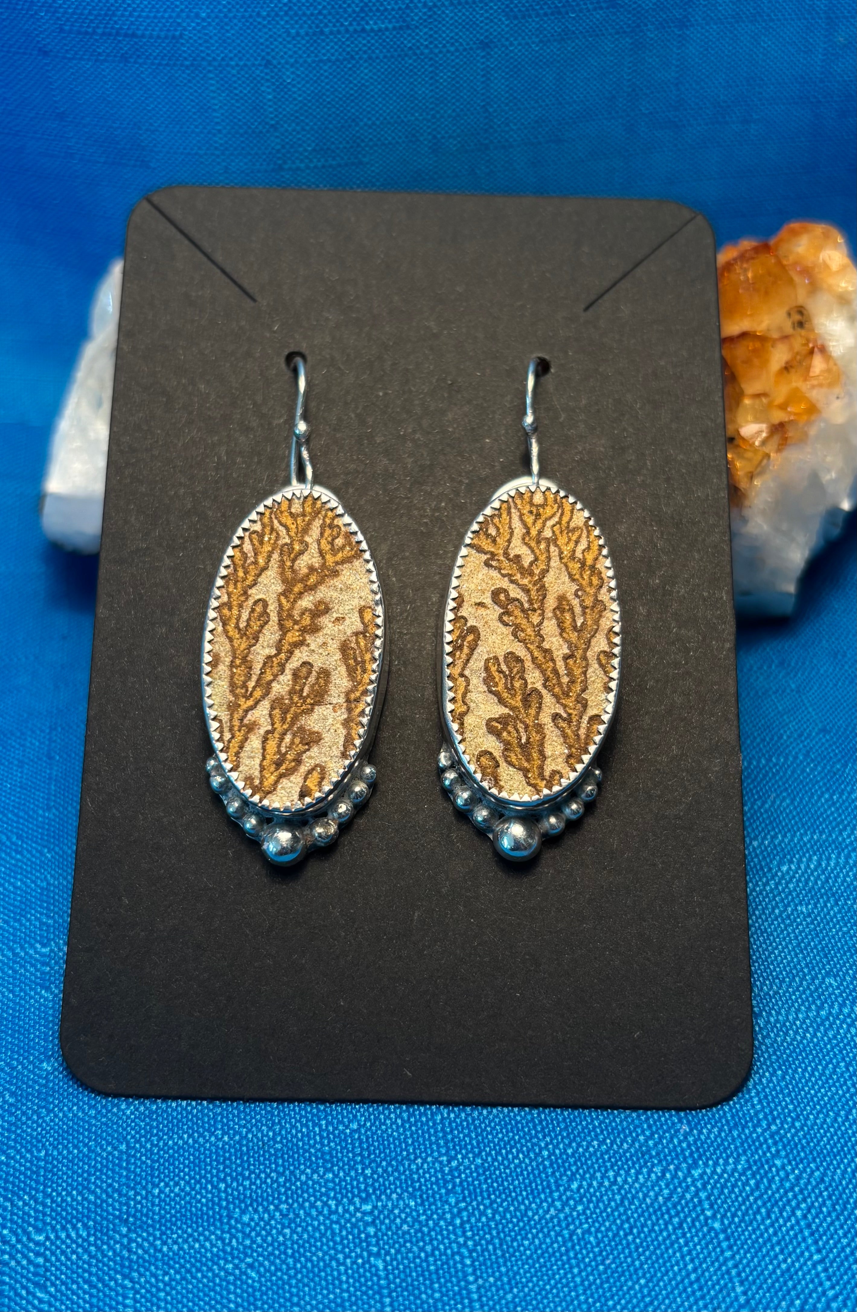 Sterling Silver & Limestone Earrings