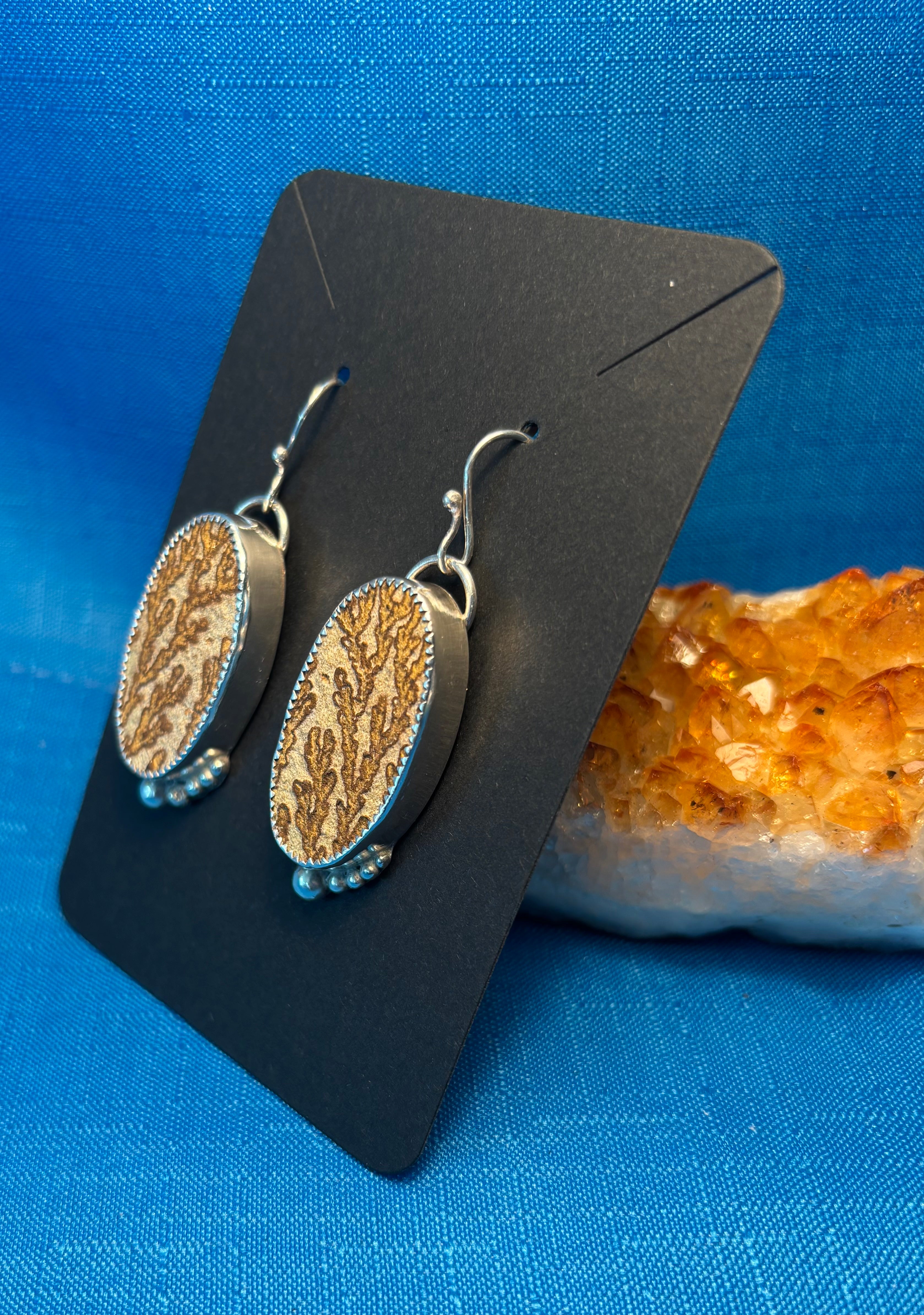 Sterling Silver & Limestone Earrings