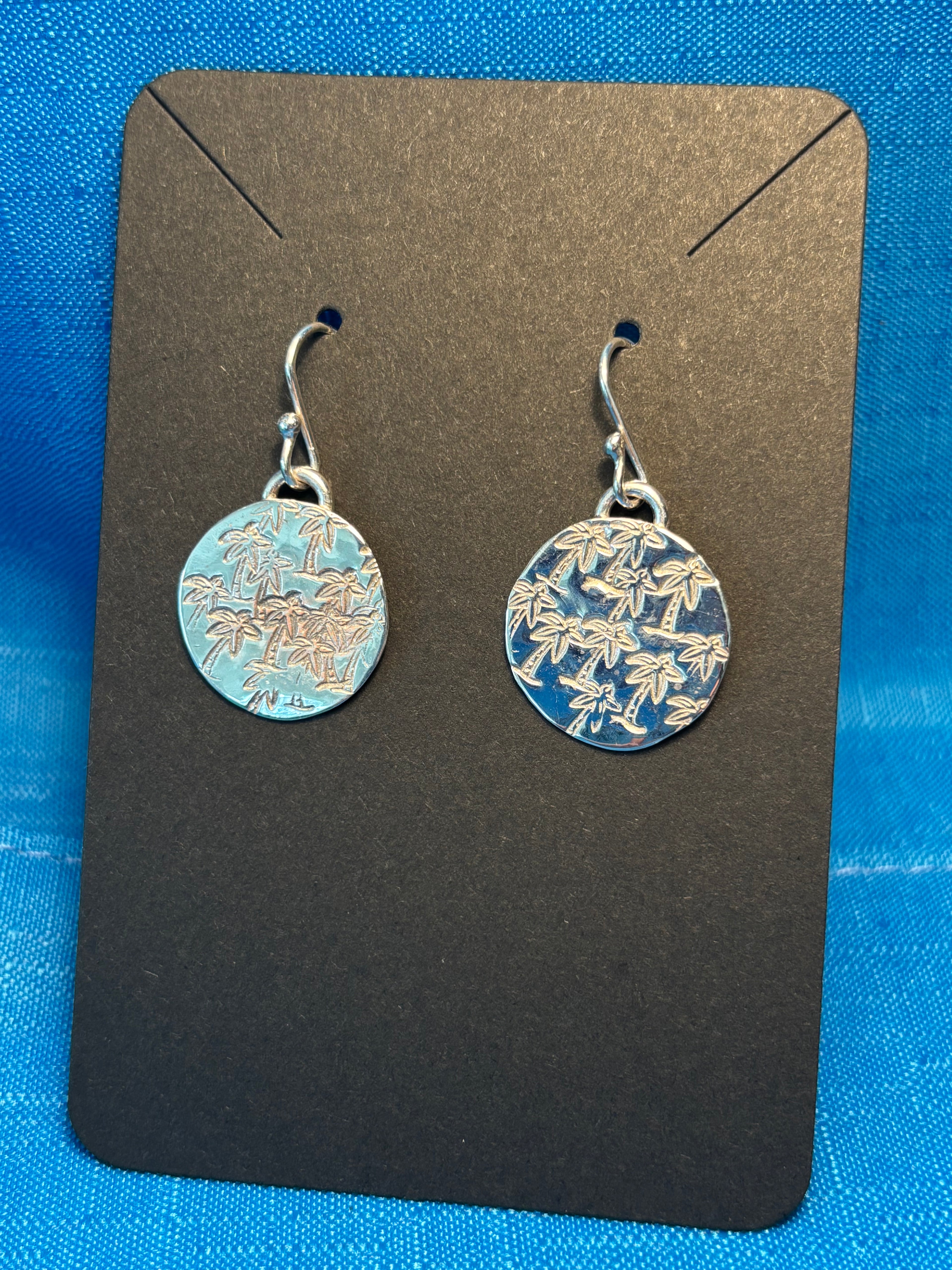 Sterling Silver Stamped Palm Tree Earrings