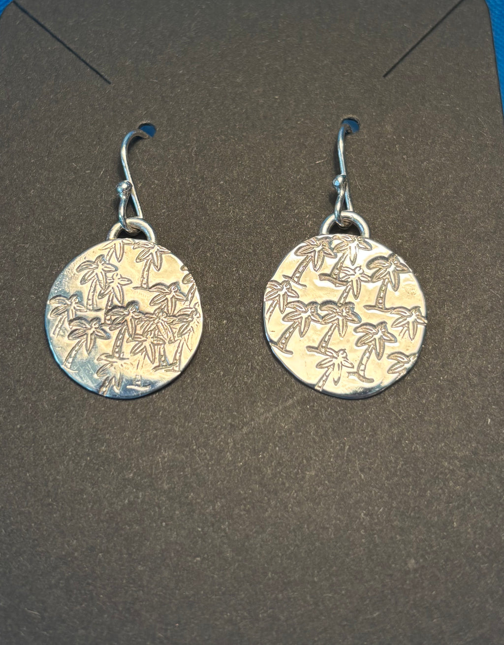 Sterling Silver Stamped Palm Tree Earrings