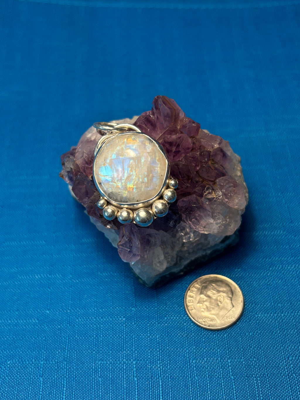 Sterling Silver & Rainbow Moonstone Pendant