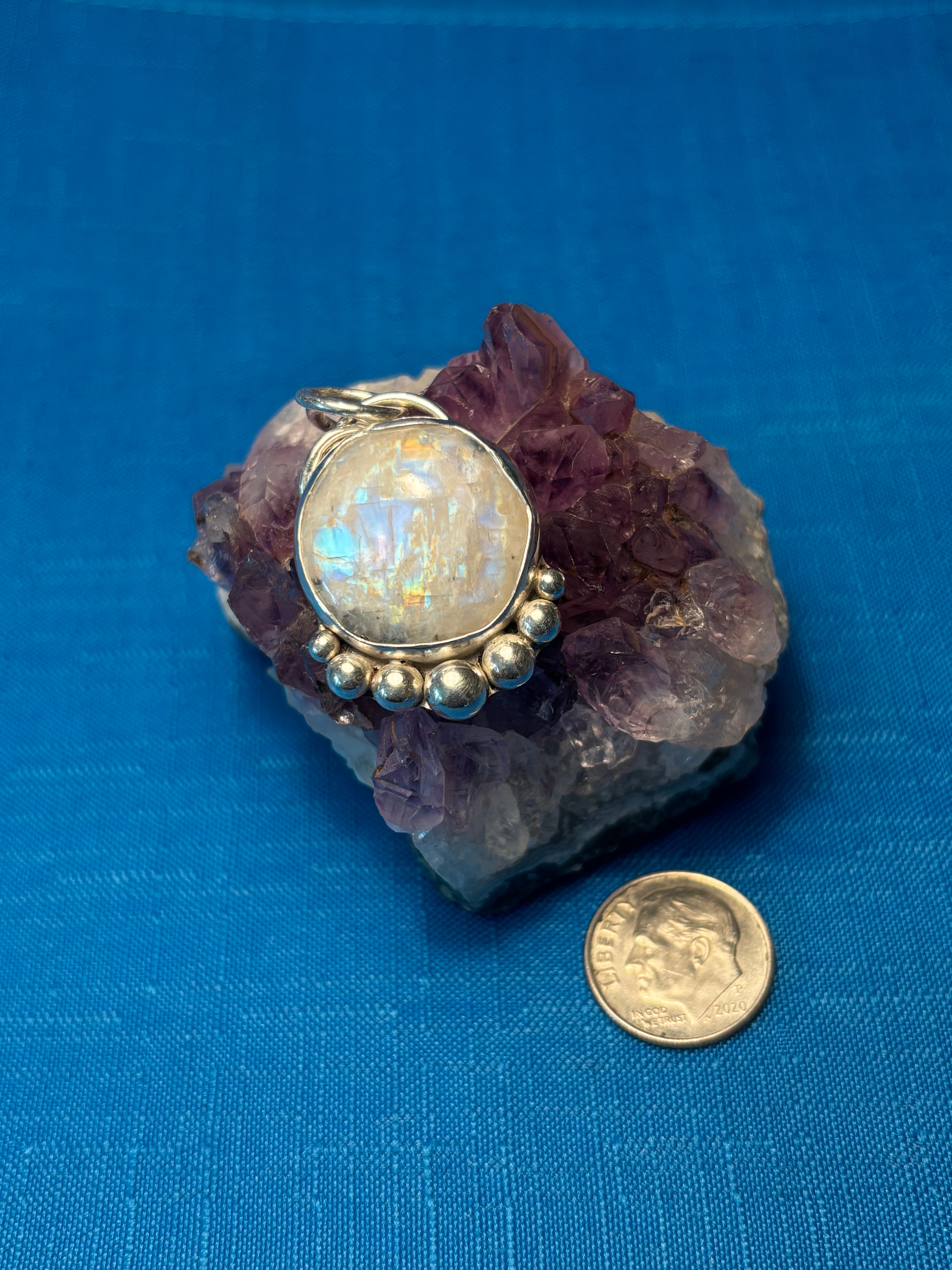 Sterling Silver & Rainbow Moonstone Pendant