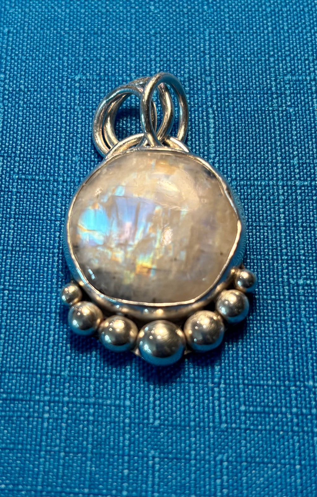 Sterling Silver & Rainbow Moonstone Pendant