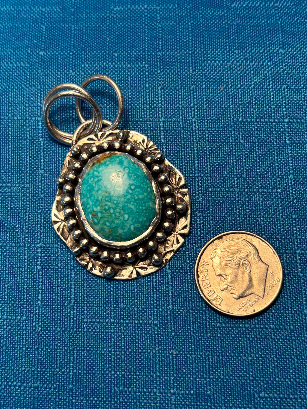 Sterling Silver &  Lone Mountain Turquoise Pendant