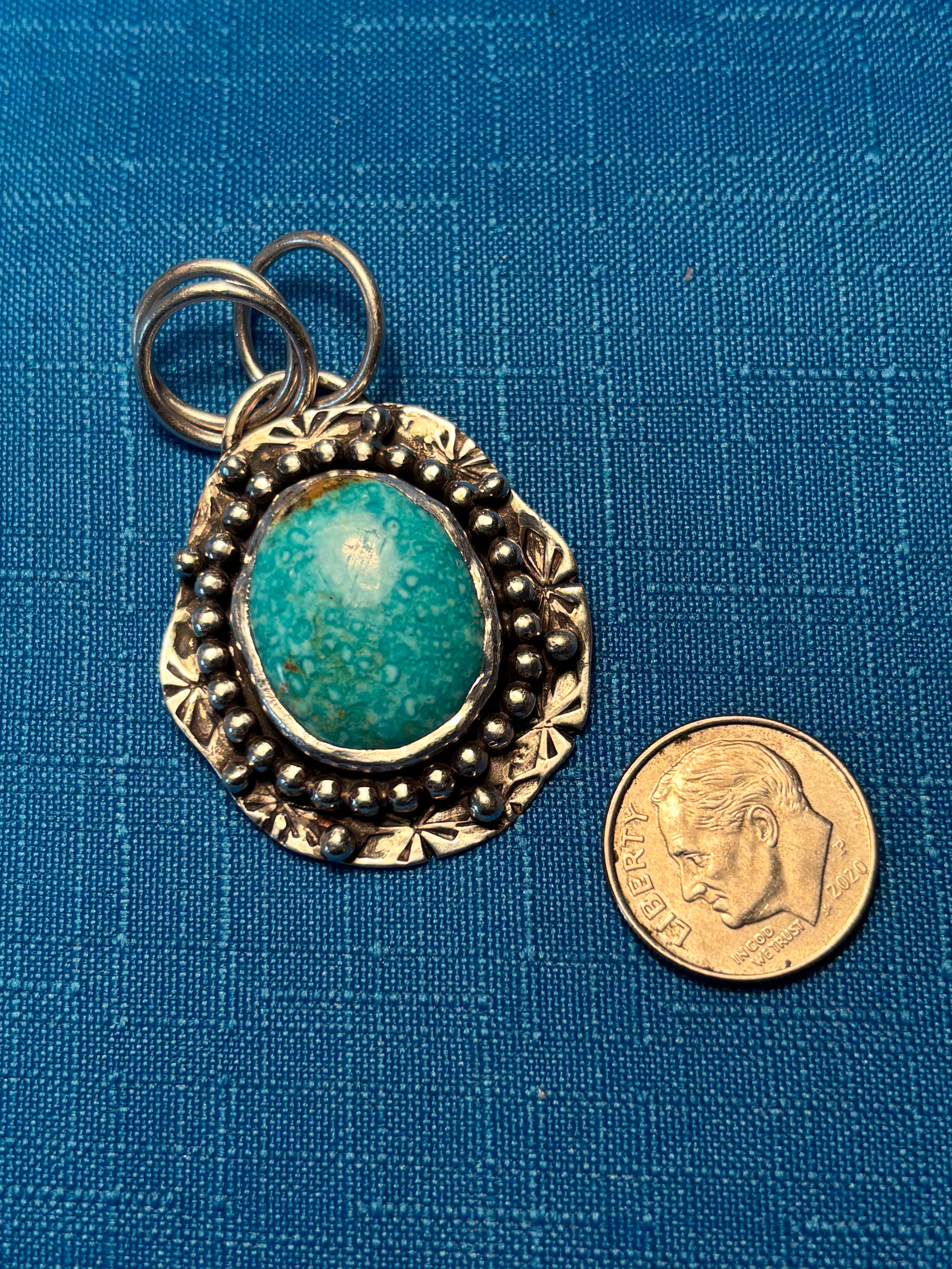 Sterling Silver &  Lone Mountain Turquoise Pendant