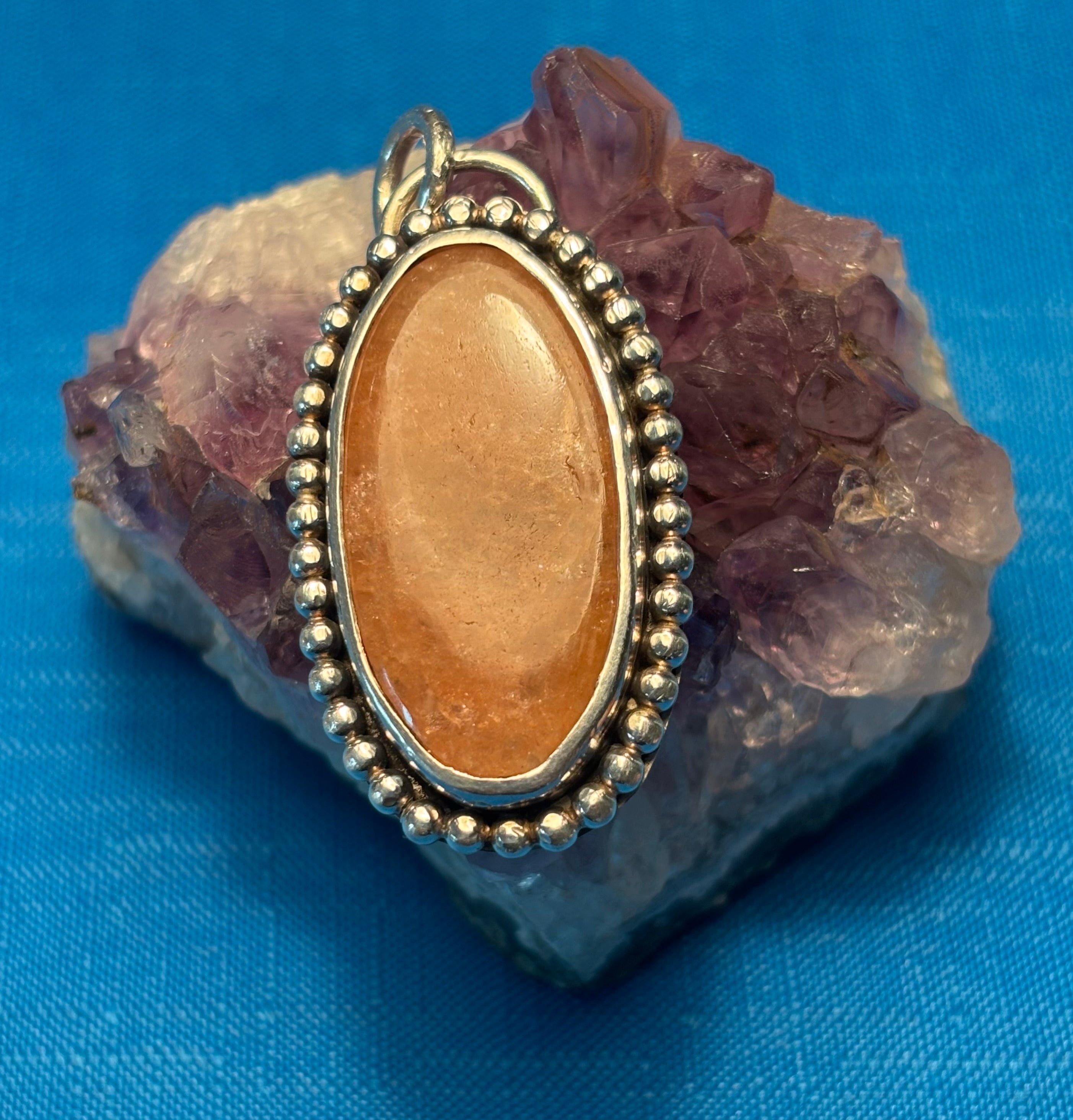 Sterling Silver & Orange Sunstone Pendant